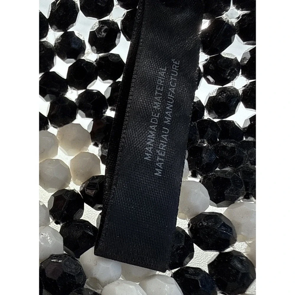 Trouvé White Black Floral Top Handled Beaded Purse Bag Nordstrom